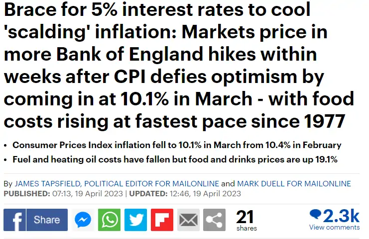 食品通胀达45年来最高！超半数英国人不想付查尔斯加冕礼费：活不起了