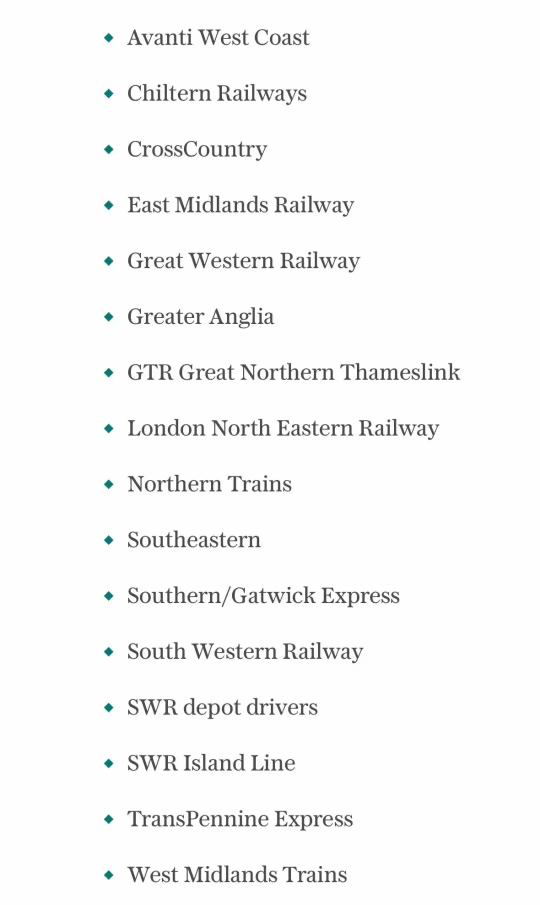 英国火车再罢工！16家铁路公司最新罢工计划公布