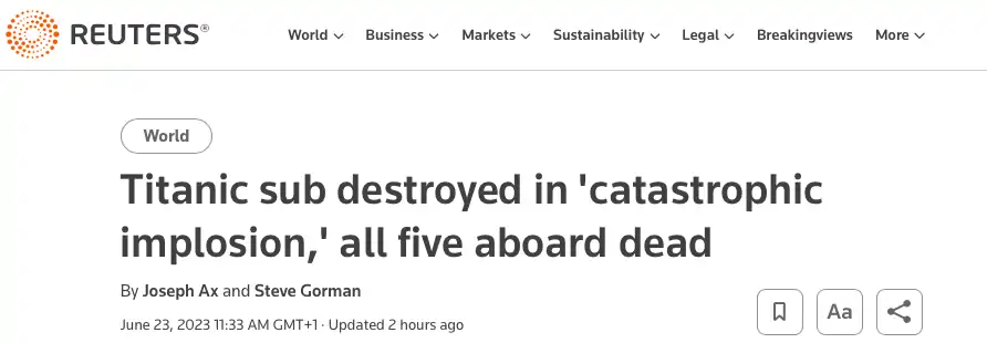 英国脱欧公投7周年，后悔了吗？失联观光潜艇内爆：5名乘客全部死亡！查尔斯赛马会首胜现场流泪